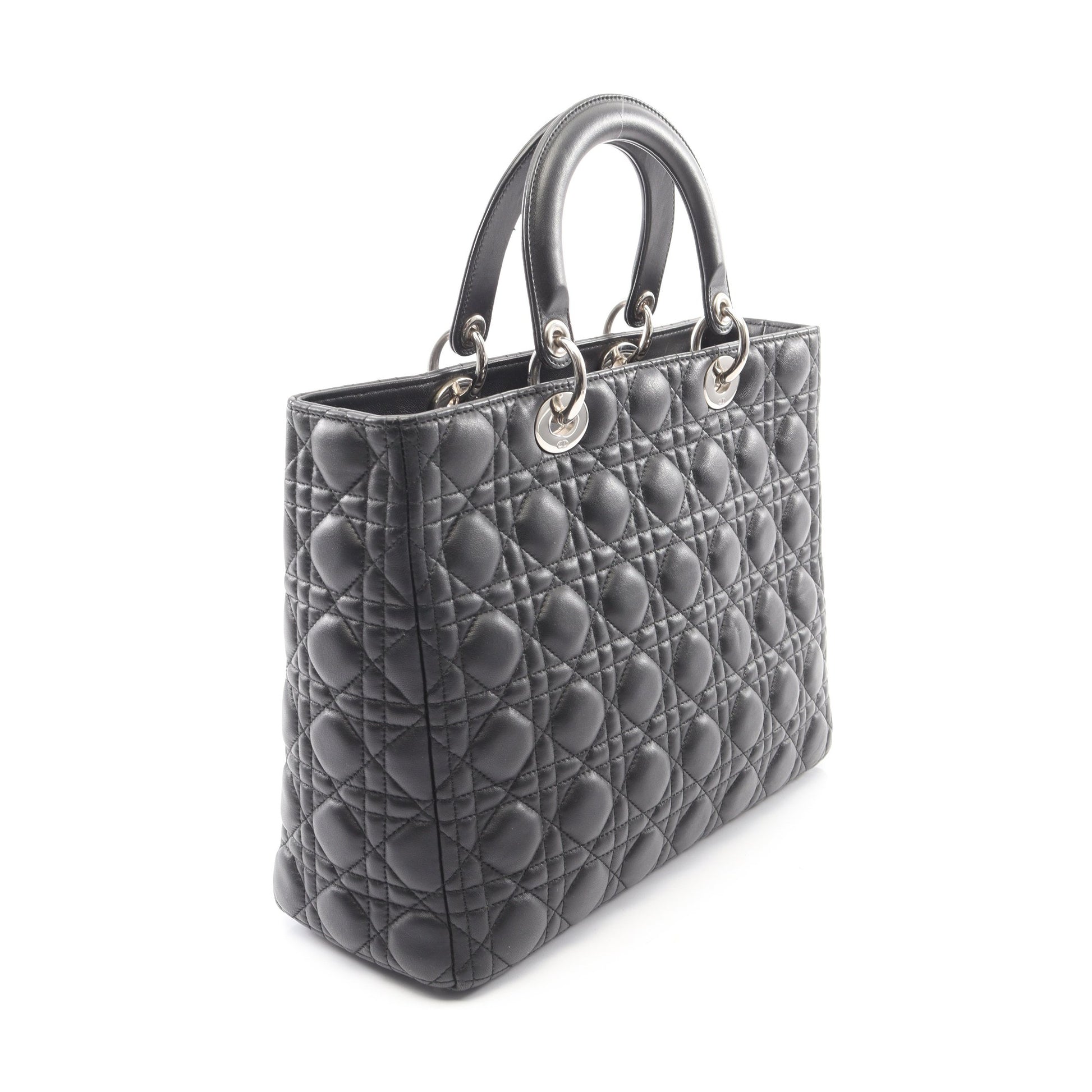 レディディオール ラージ ハンドバッグ レザー ブラック 2WAY クリスチャンディオール バッグ Christian Dior