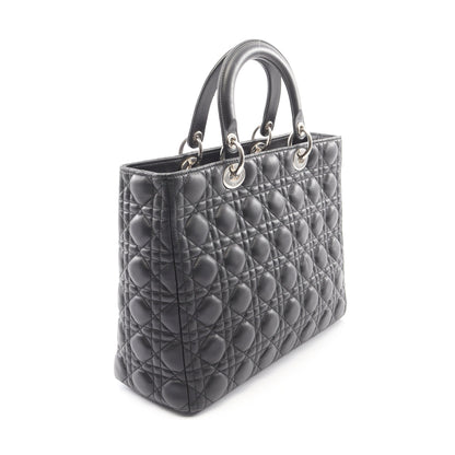レディディオール ラージ ハンドバッグ レザー ブラック 2WAY クリスチャンディオール バッグ Christian Dior