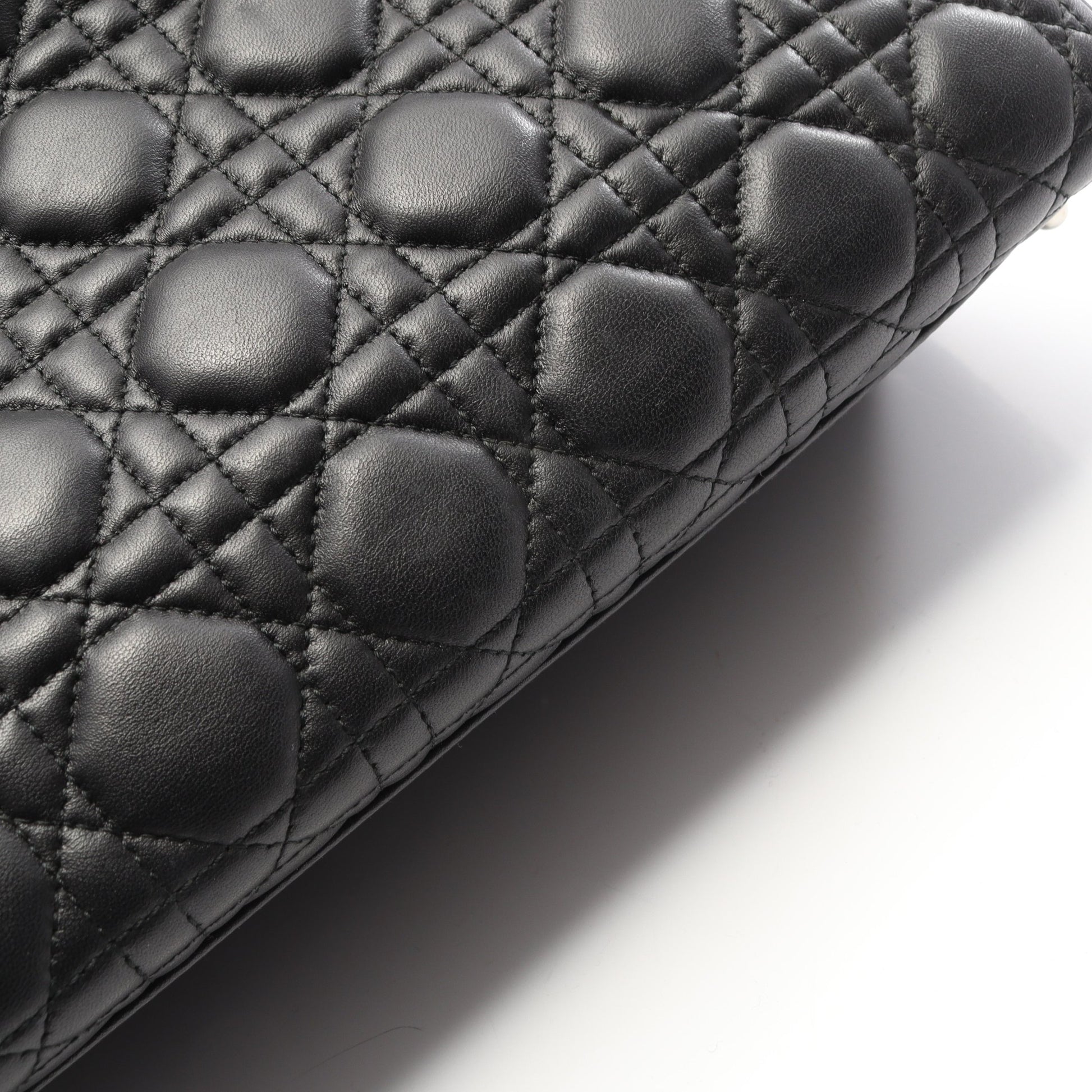 レディディオール ラージ ハンドバッグ レザー ブラック 2WAY クリスチャンディオール バッグ Christian Dior
