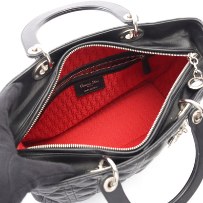 レディディオール ラージ ハンドバッグ レザー ブラック 2WAY クリスチャンディオール バッグ Christian Dior