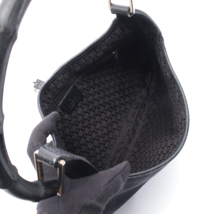 バンブー ジャッキー ワンショルダーバッグ キャンバス レザー ブラック グッチ バッグ GUCCI