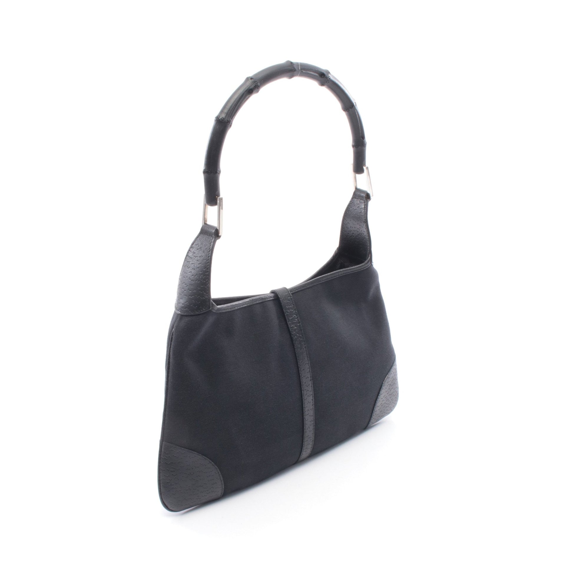 バンブー ジャッキー ワンショルダーバッグ キャンバス レザー ブラック グッチ バッグ GUCCI