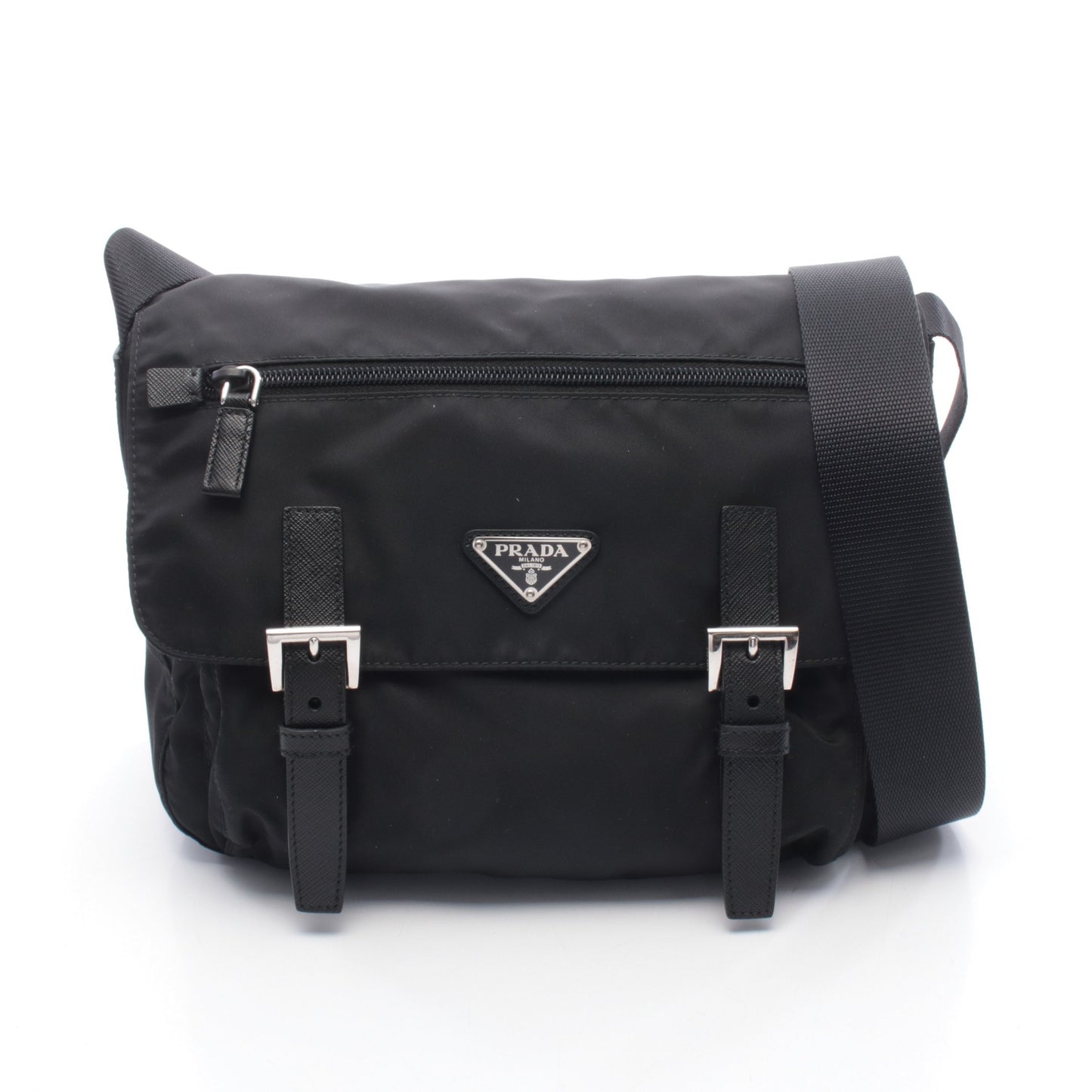 メッセンジャーバッグ ショルダーバッグ ナイロン レザー ブラック プラダ バッグ PRADA