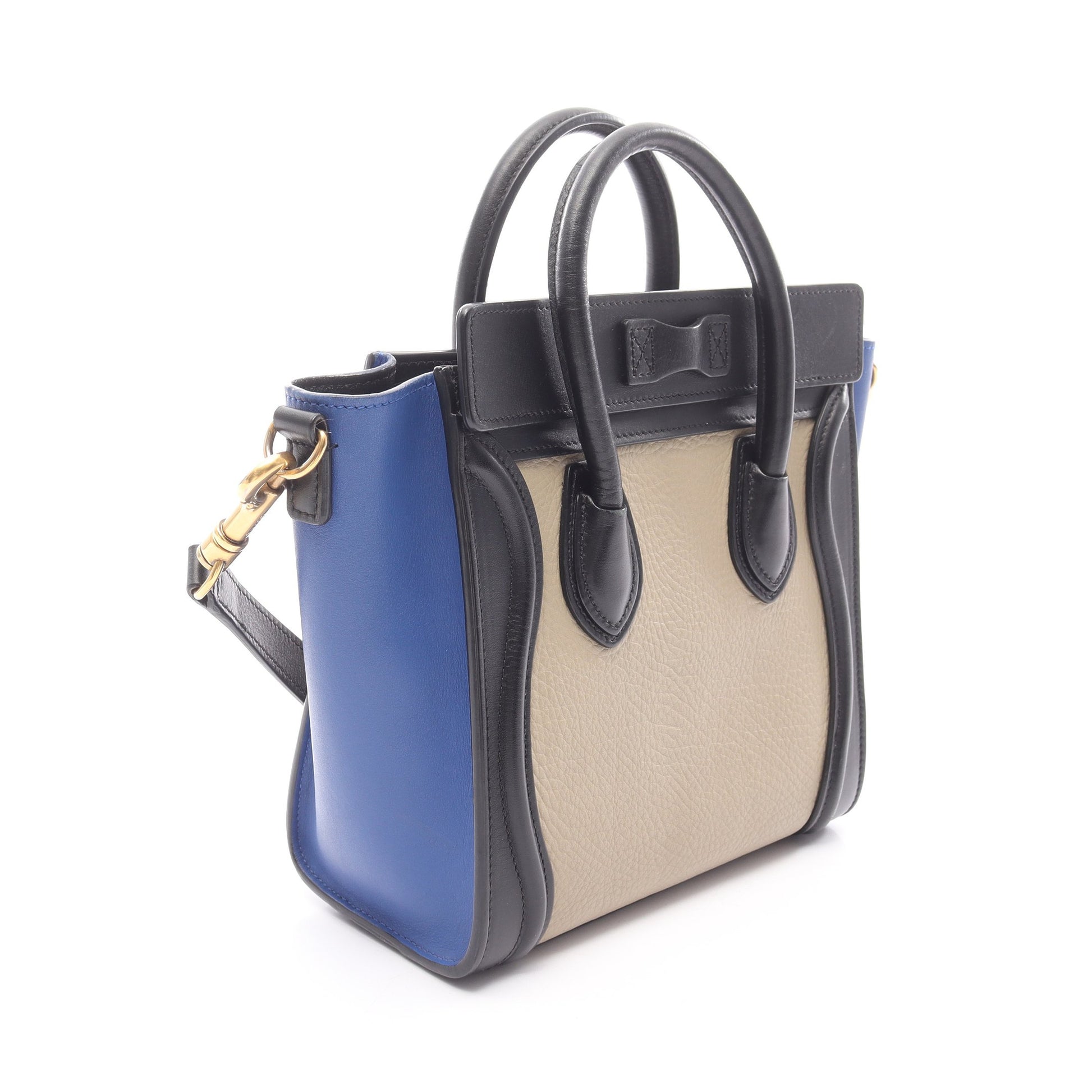 ラゲージ ナノショッパー ハンドバッグ レザー ベージュ ブラック ブルー 2WAY セリーヌ バッグ CELINE