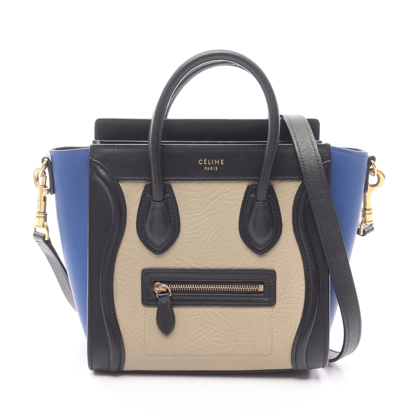 ラゲージ ナノショッパー ハンドバッグ レザー ベージュ ブラック ブルー 2WAY セリーヌ バッグ CELINE