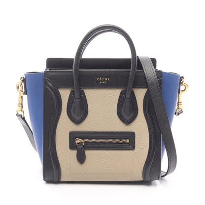 ラゲージ ナノショッパー ハンドバッグ レザー ベージュ ブラック ブルー 2WAY セリーヌ バッグ CELINE