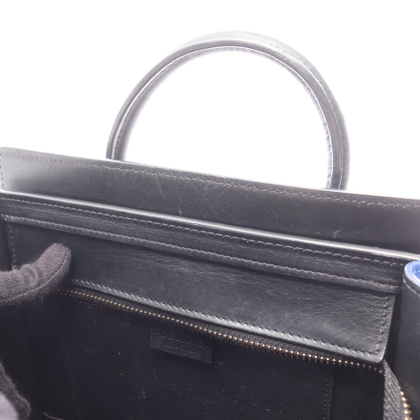 ラゲージ ナノショッパー ハンドバッグ レザー ベージュ ブラック ブルー 2WAY セリーヌ バッグ CELINE