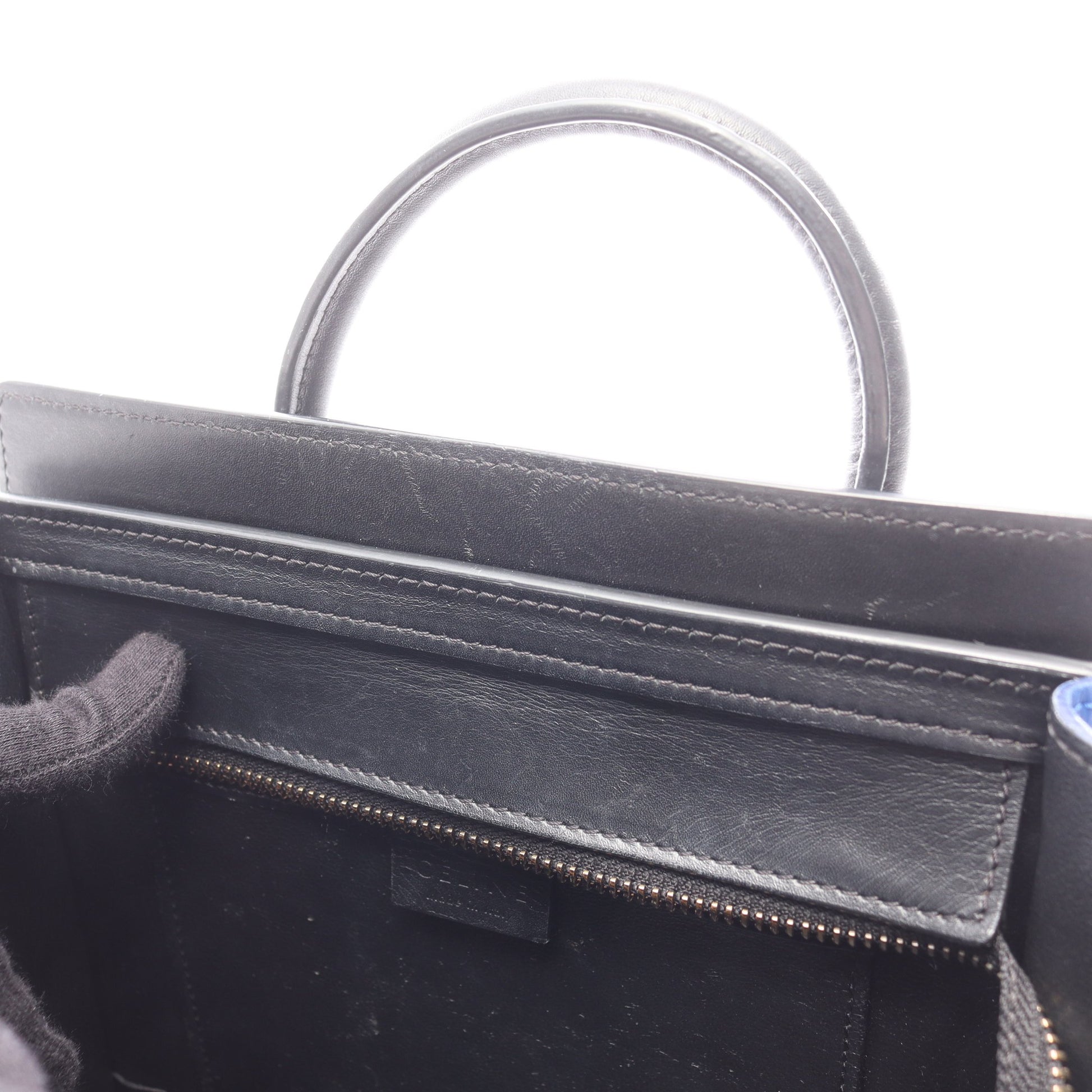 ラゲージ ナノショッパー ハンドバッグ レザー ベージュ ブラック ブルー 2WAY セリーヌ バッグ CELINE