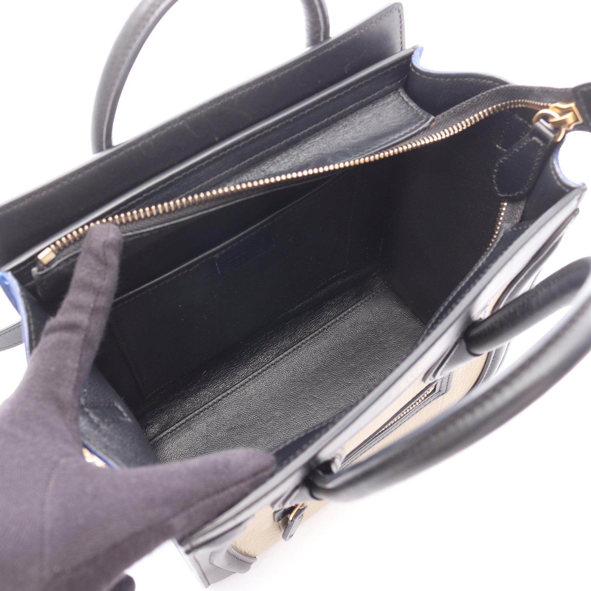 ラゲージ ナノショッパー ハンドバッグ レザー ベージュ ブラック ブルー 2WAY セリーヌ バッグ CELINE