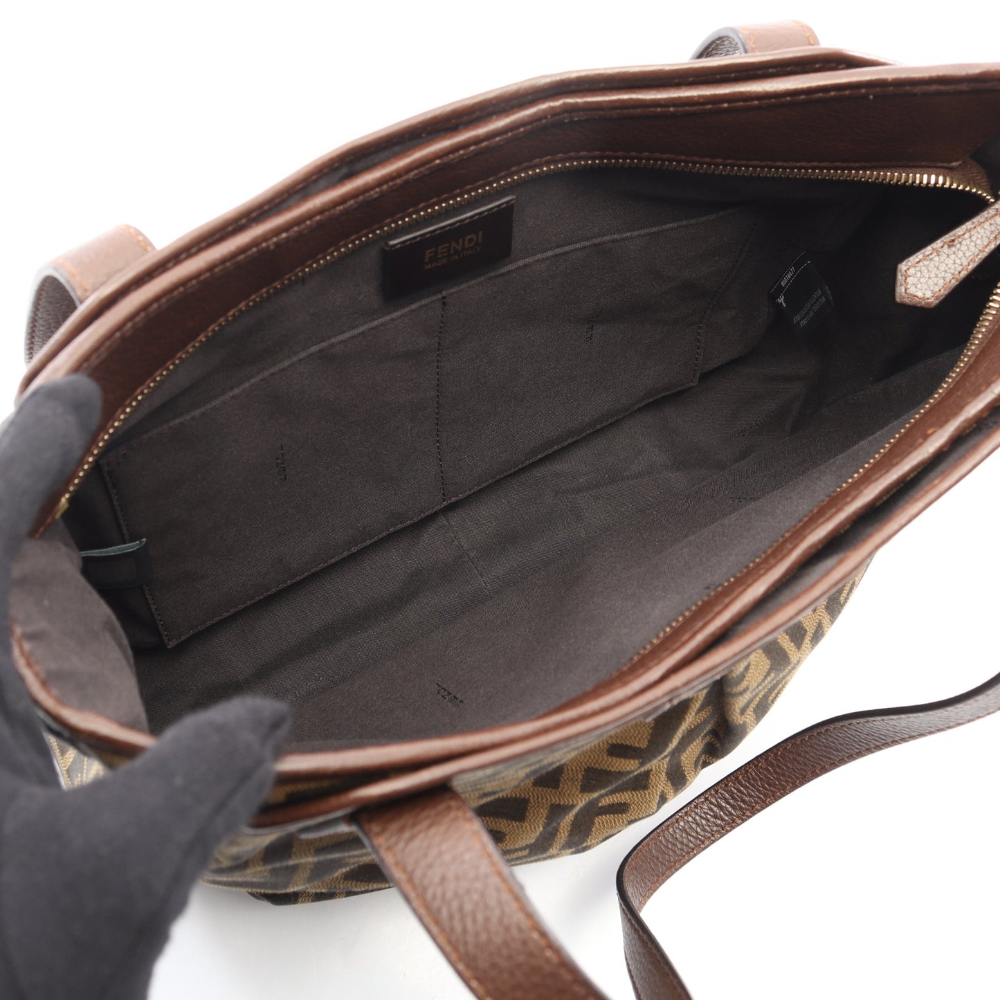 ズッカ ショルダーバッグ トートバッグ キャンバス レザー ブラウン フェンディ バッグ FENDI