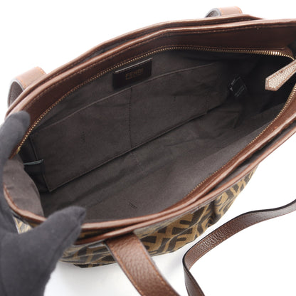 ズッカ ショルダーバッグ トートバッグ キャンバス レザー ブラウン フェンディ バッグ FENDI
