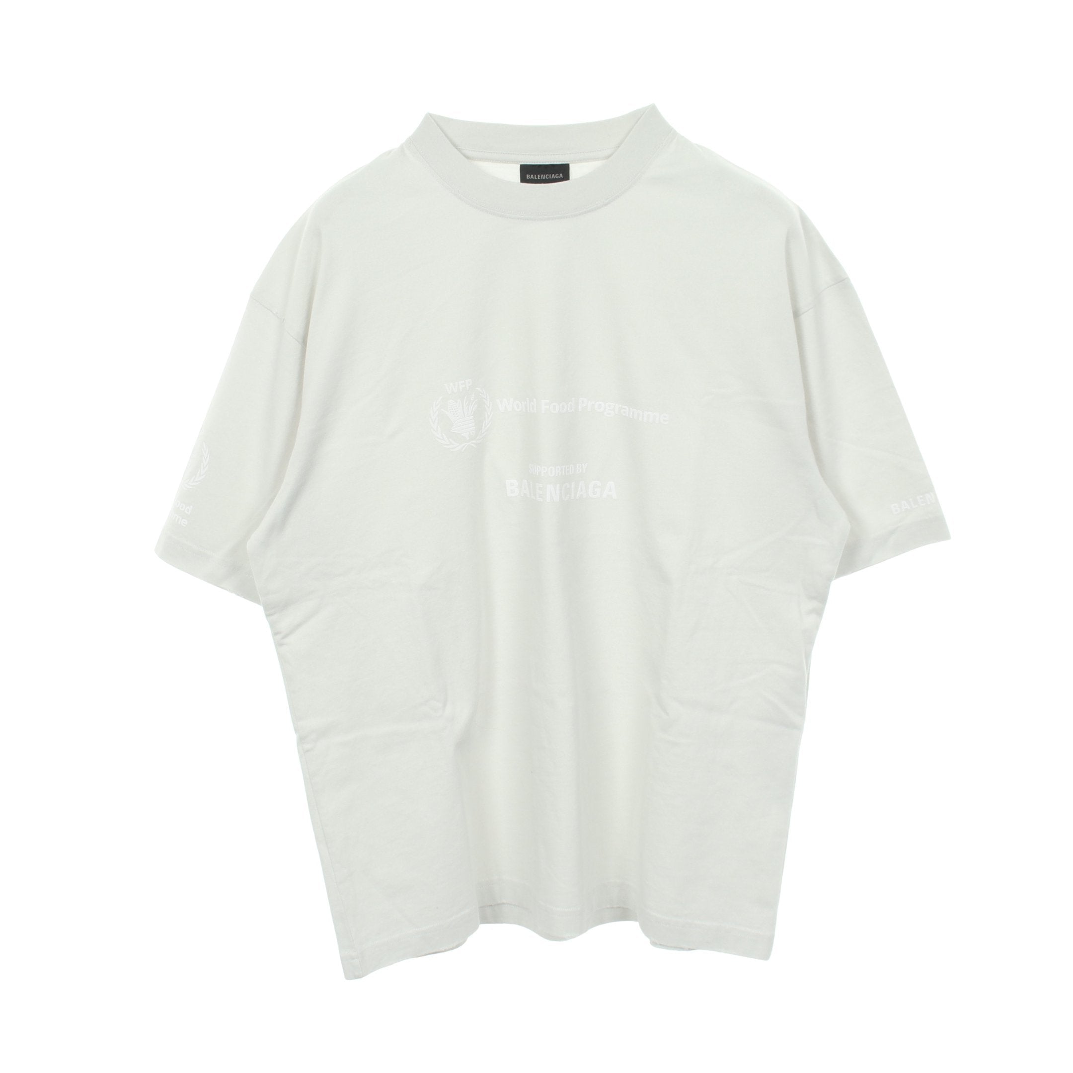 BALENCIAGA × WFP 半袖Tシャツ クルーネック コットン オフホワイト