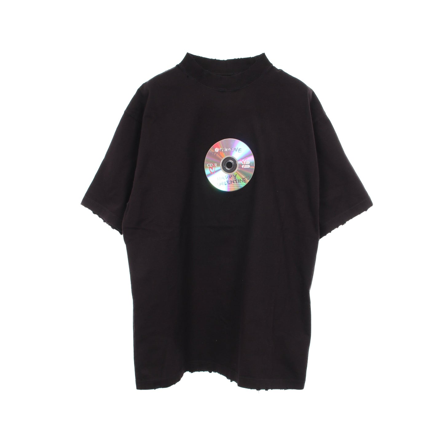Valentine CD 半袖Tシャツ コットン ブラック ダメージ加工 バレンシアガ トップス BALENCIAGA