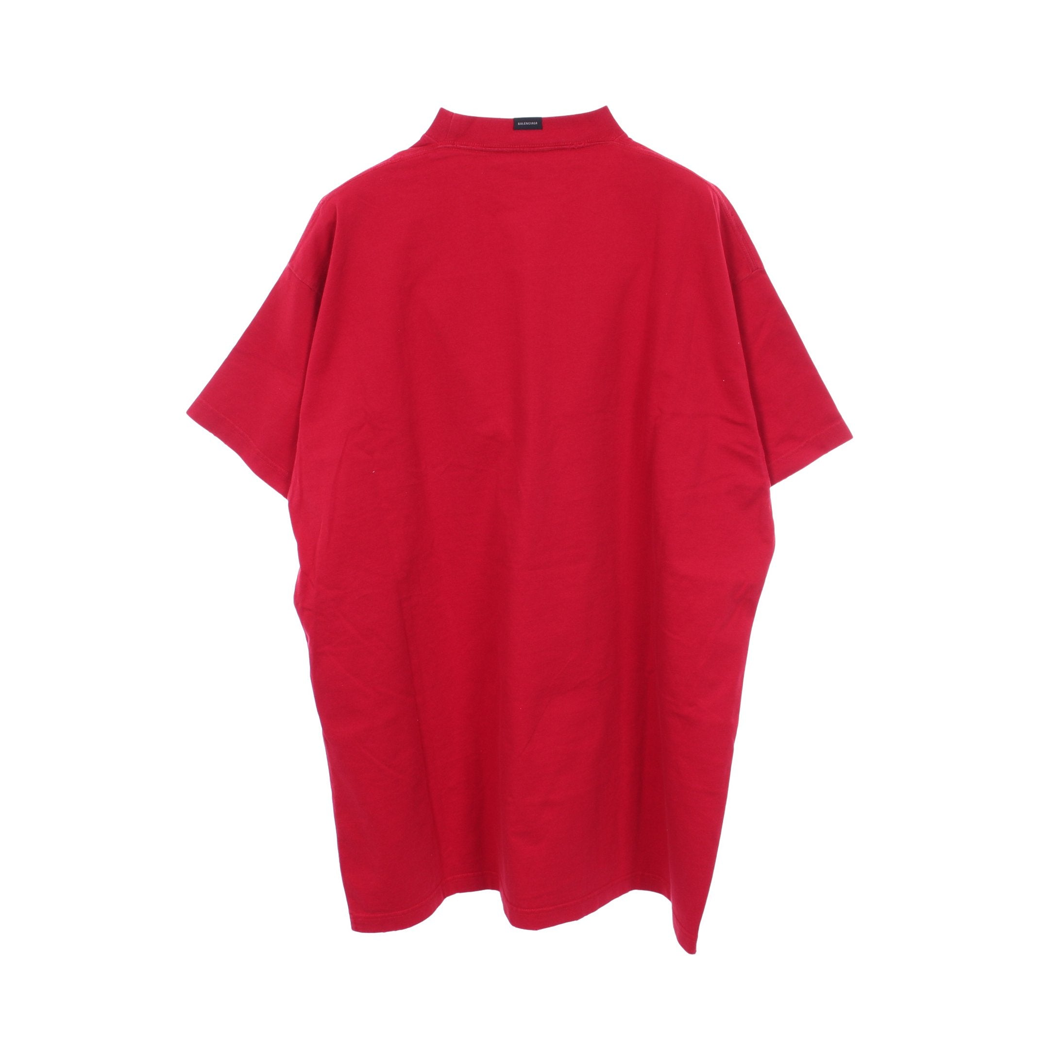 MANY KISSES 半袖Tシャツ コットン レッド ダメージ加工 バレンシアガ
