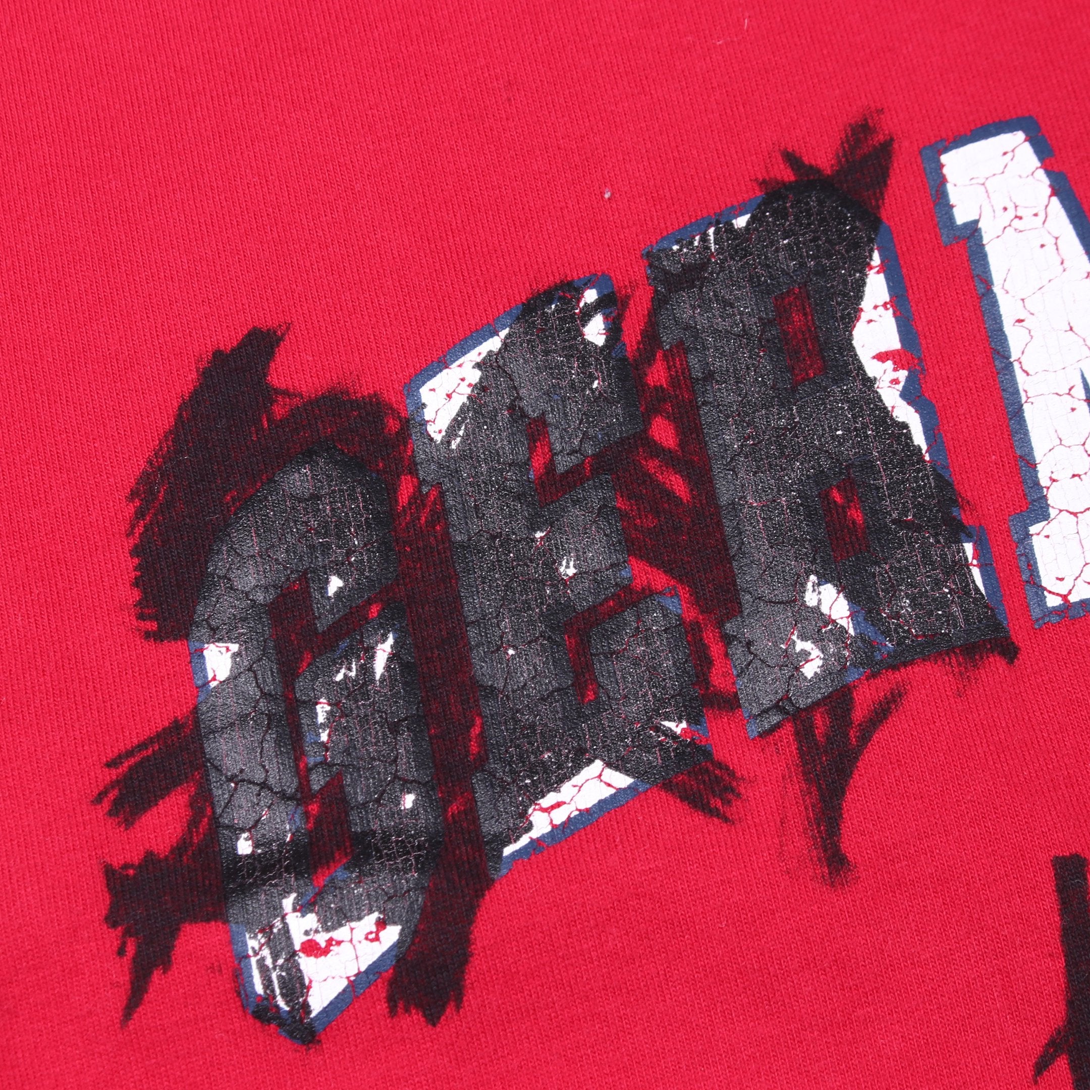 MANY KISSES 半袖Tシャツ コットン レッド ダメージ加工 バレンシアガ