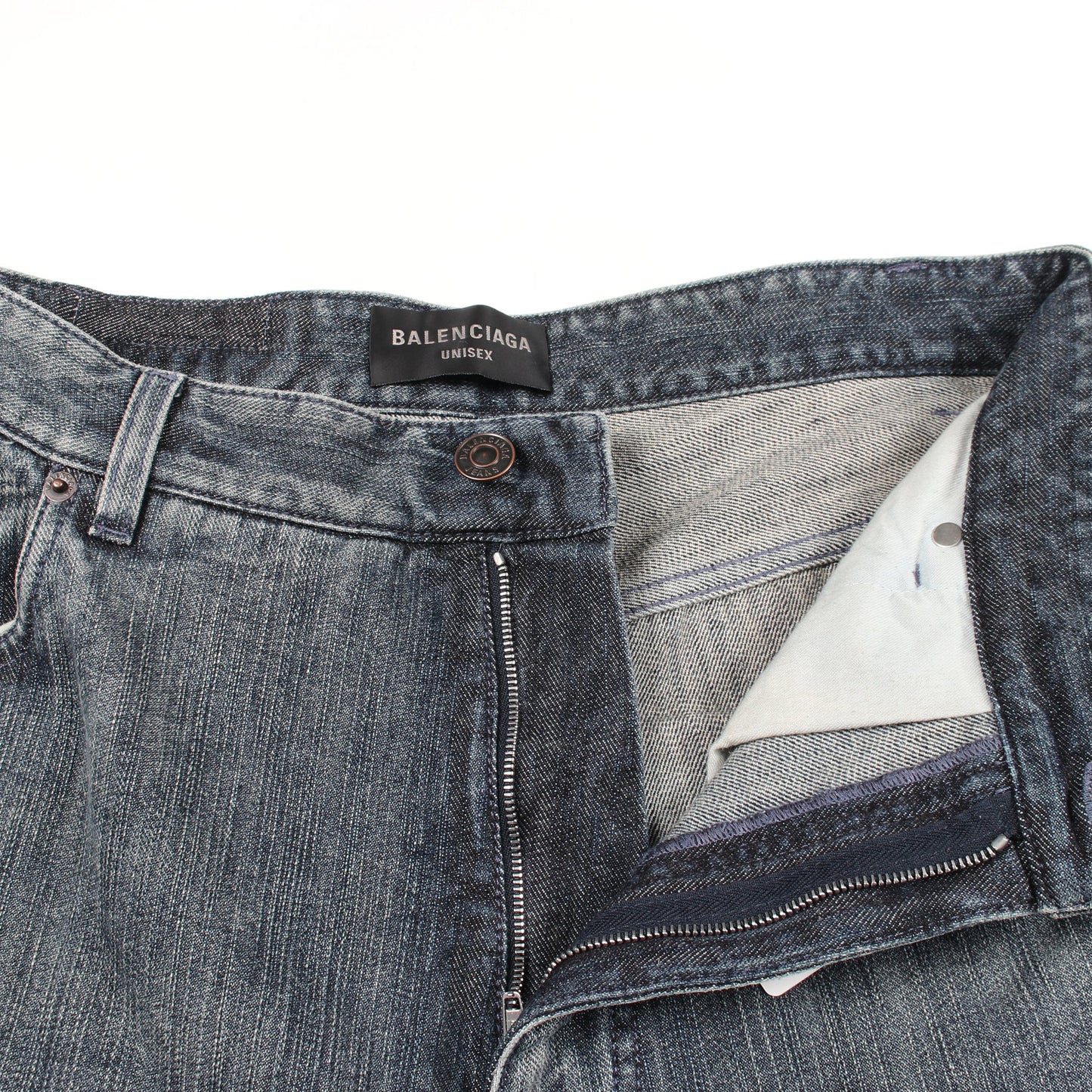 DOUBLE SIDE PANTS ダブルサイド デニムパンツ コットン インディゴブルー ダメージ加工 バレンシアガ ボトムス BALENCIAGA
