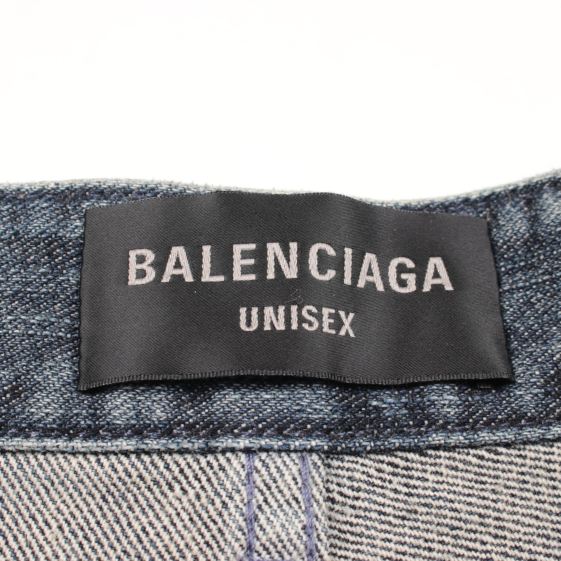 DOUBLE SIDE PANTS ダブルサイド デニムパンツ コットン インディゴブルー ダメージ加工 バレンシアガ ボトムス BALENCIAGA