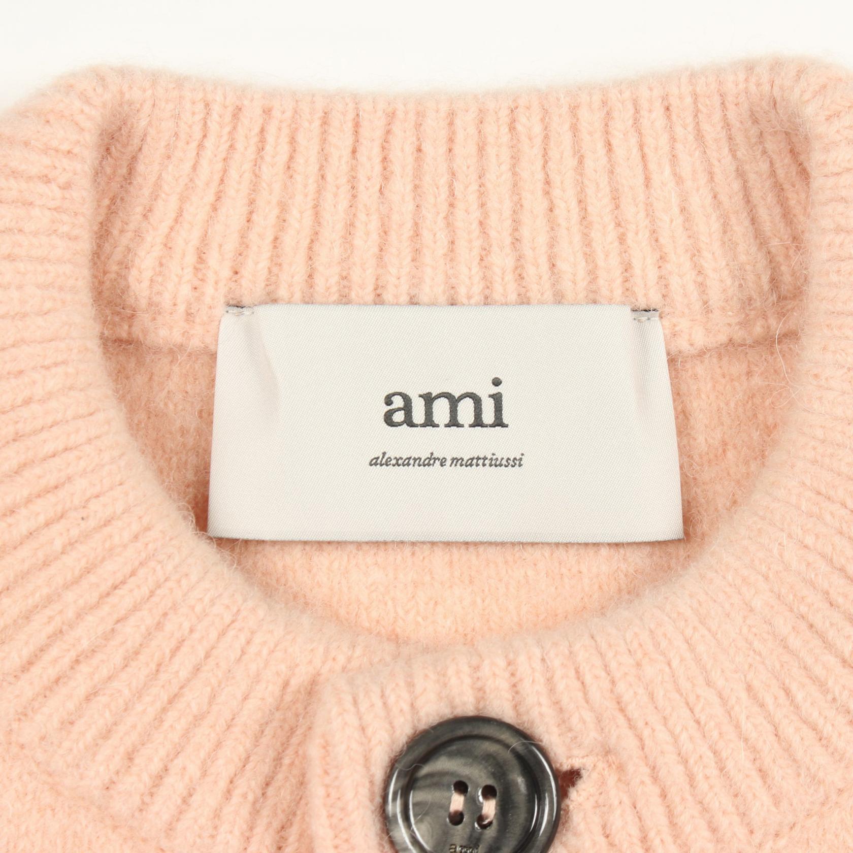 ハートロゴ カーディガン アルパカ ウール ピンク アミアレクサンドルマテュッシ トップス AMI Alexandre Mattiussi