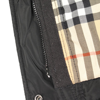 裏地ノバチェック フード付き キルティングジャケット ナイロン ブラック バーバリー アウター BURBERRY