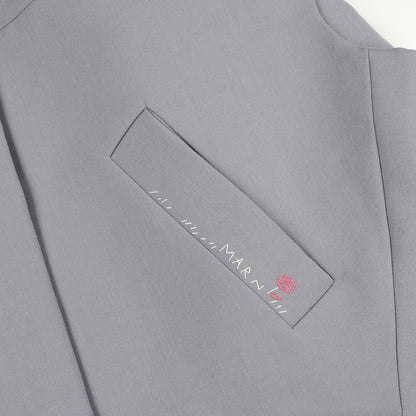ラウンドスリーブレス ジャケット ウール モヘヤ ブルーグレー マルニ アウター MARNI