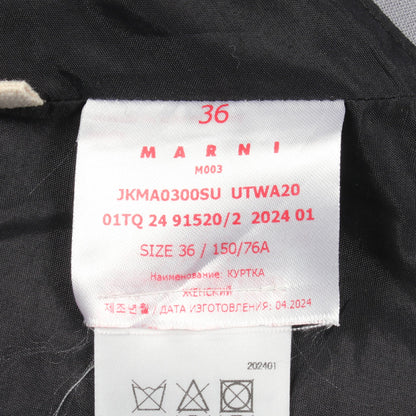 ラウンドスリーブレス ジャケット ウール モヘヤ ブルーグレー マルニ アウター MARNI