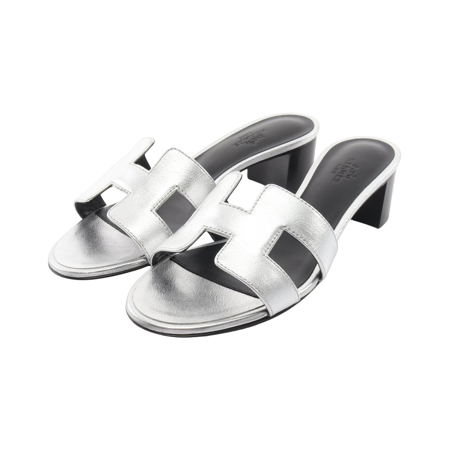 オアジス ミュール サンダル レザー シルバー エルメス
