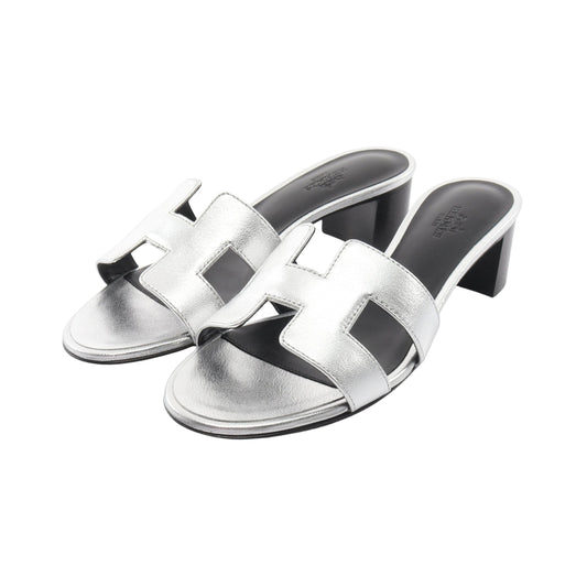 オアジス ミュール サンダル レザー シルバー エルメス