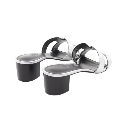 オアジス ミュール サンダル レザー シルバー エルメス