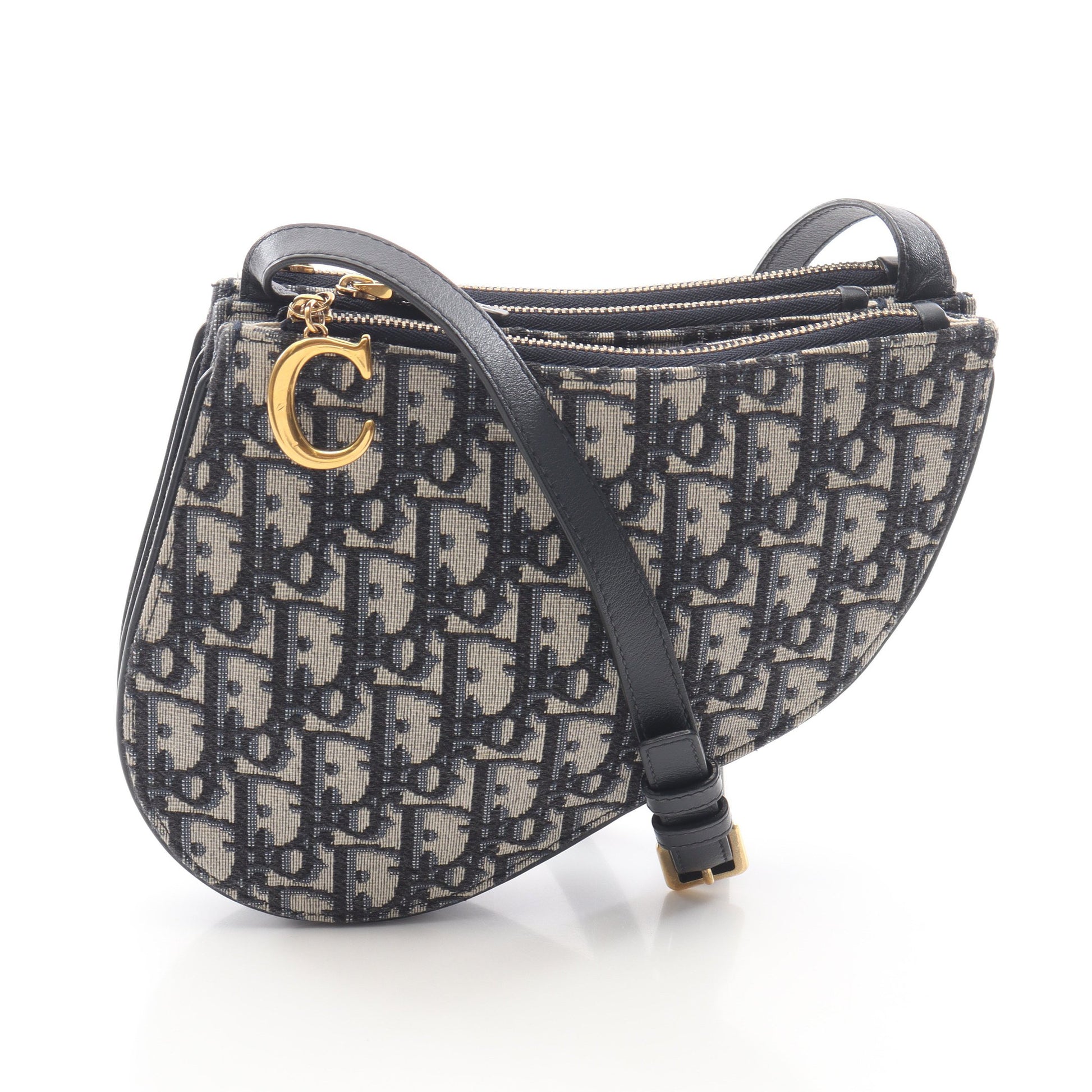 SADDLE サドル ポーチ オブリーク ショルダーバッグ キャンバス レザー ベージュ ネイビー クリスチャンディオール バッグ Christian Dior