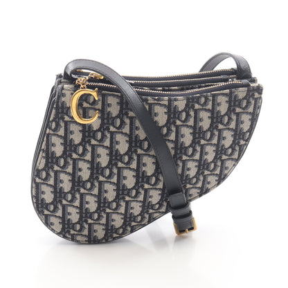 SADDLE サドル ポーチ オブリーク ショルダーバッグ キャンバス レザー ベージュ ネイビー クリスチャンディオール バッグ Christian Dior