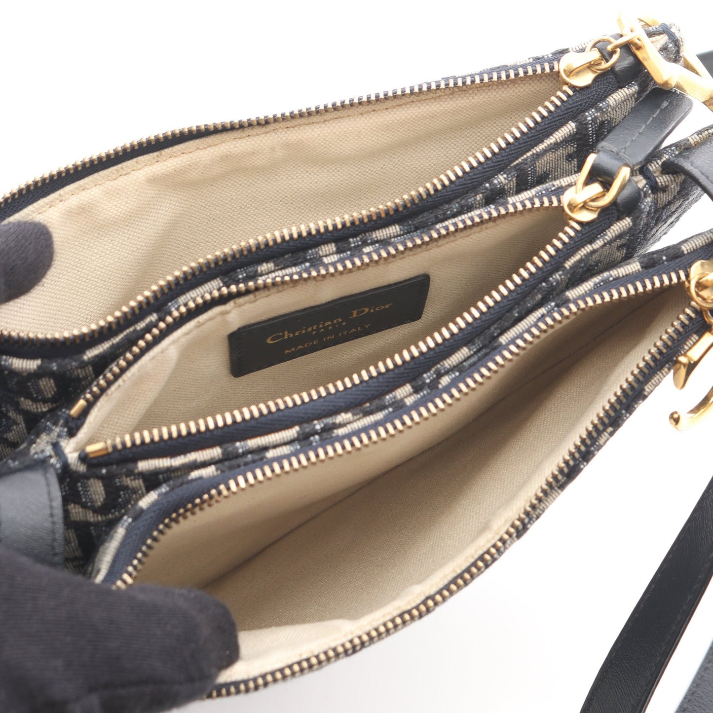 SADDLE サドル ポーチ オブリーク ショルダーバッグ キャンバス レザー ベージュ ネイビー クリスチャンディオール バッグ Christian Dior