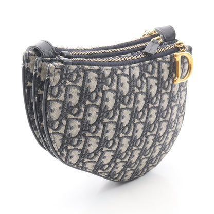 SADDLE サドル ポーチ オブリーク ショルダーバッグ キャンバス レザー ベージュ ネイビー クリスチャンディオール バッグ Christian Dior