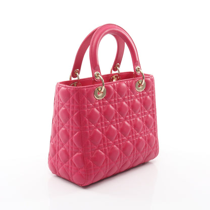 LADY DIOR レディディオール カナージュ ハンドバッグ レザー ピンクパープル 2WAY クリスチャンディオール バッグ Christian Dior
