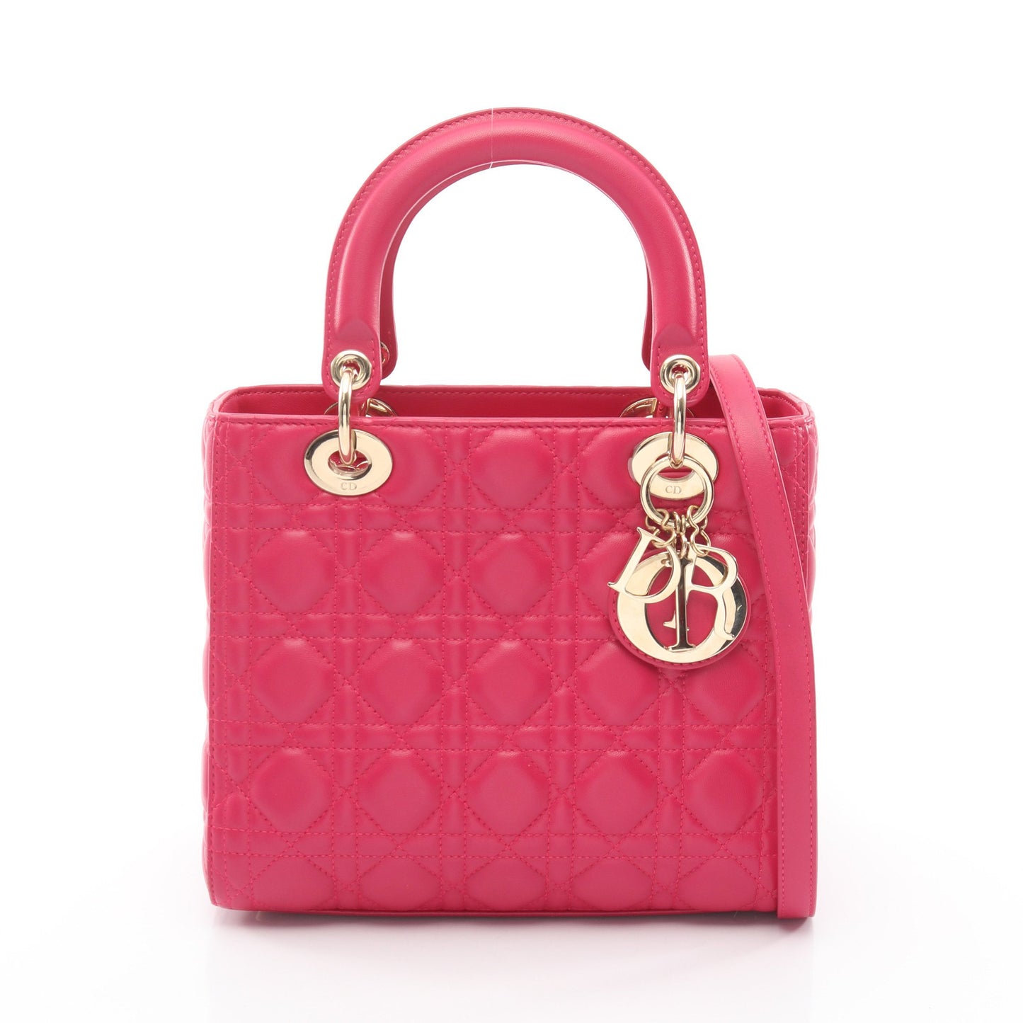LADY DIOR レディディオール カナージュ ハンドバッグ レザー ピンクパープル 2WAY クリスチャンディオール バッグ Christian Dior