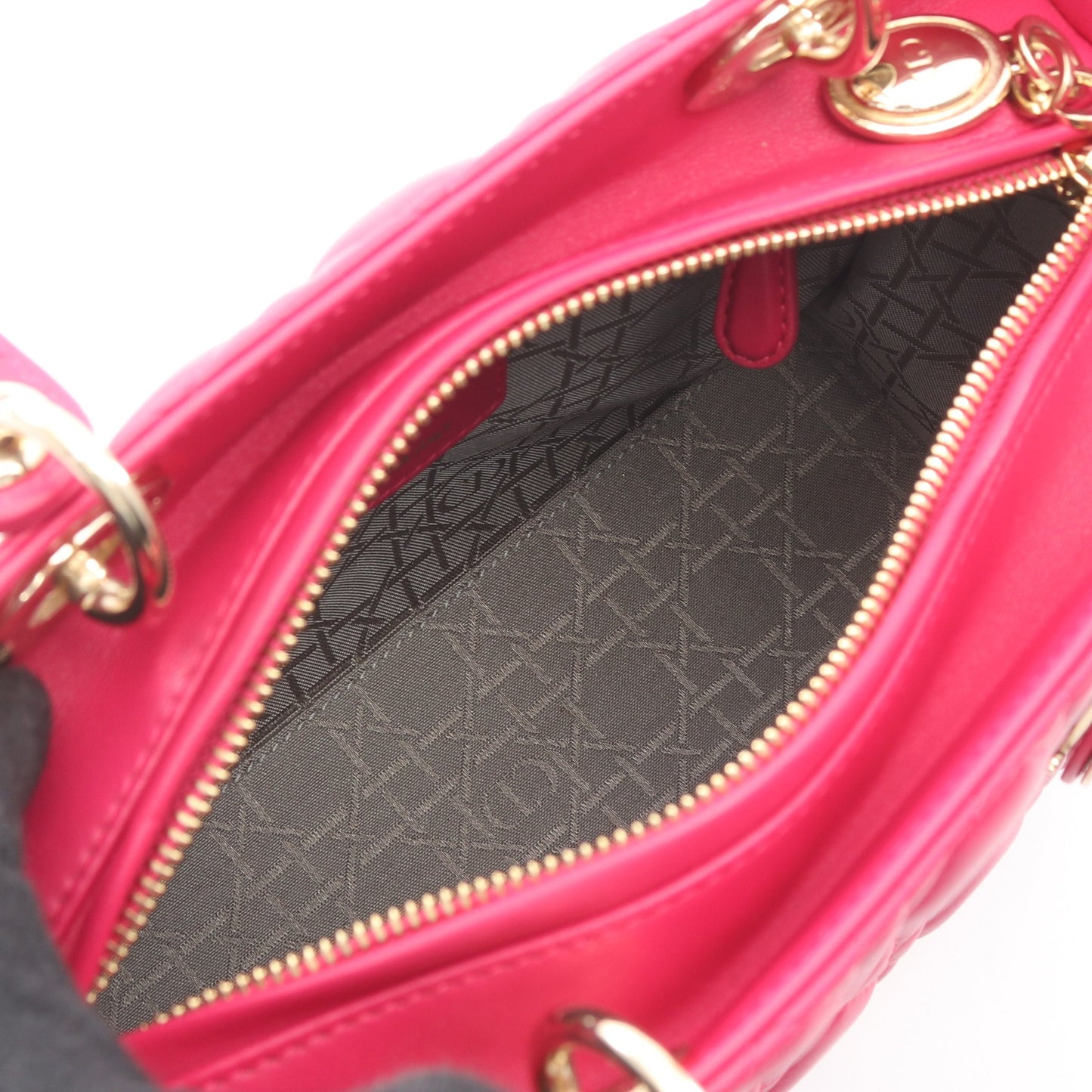LADY DIOR レディディオール カナージュ ハンドバッグ レザー ピンクパープル 2WAY クリスチャンディオール バッグ Christian Dior