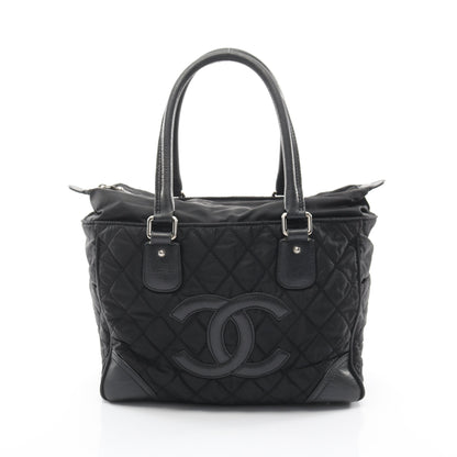 パリニューヨークライン ハンドバッグ トートバッグ ナイロン レザー ブラック シルバー金具 シャネル バッグ CHANEL