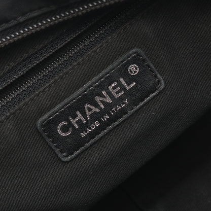 パリニューヨークライン ハンドバッグ トートバッグ ナイロン レザー ブラック シルバー金具 シャネル バッグ CHANEL