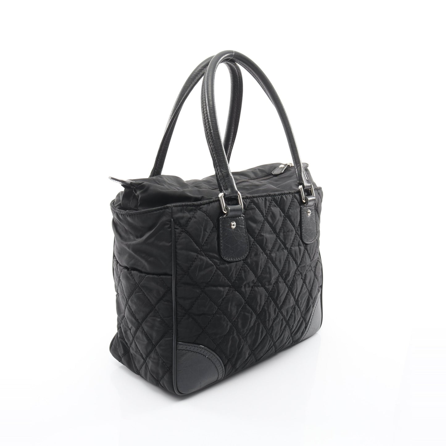 パリニューヨークライン ハンドバッグ トートバッグ ナイロン レザー ブラック シルバー金具 シャネル バッグ CHANEL