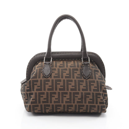 ズッカ ハンドバッグ キャンバス レザー ダークブラウン フェンディ バッグ FENDI