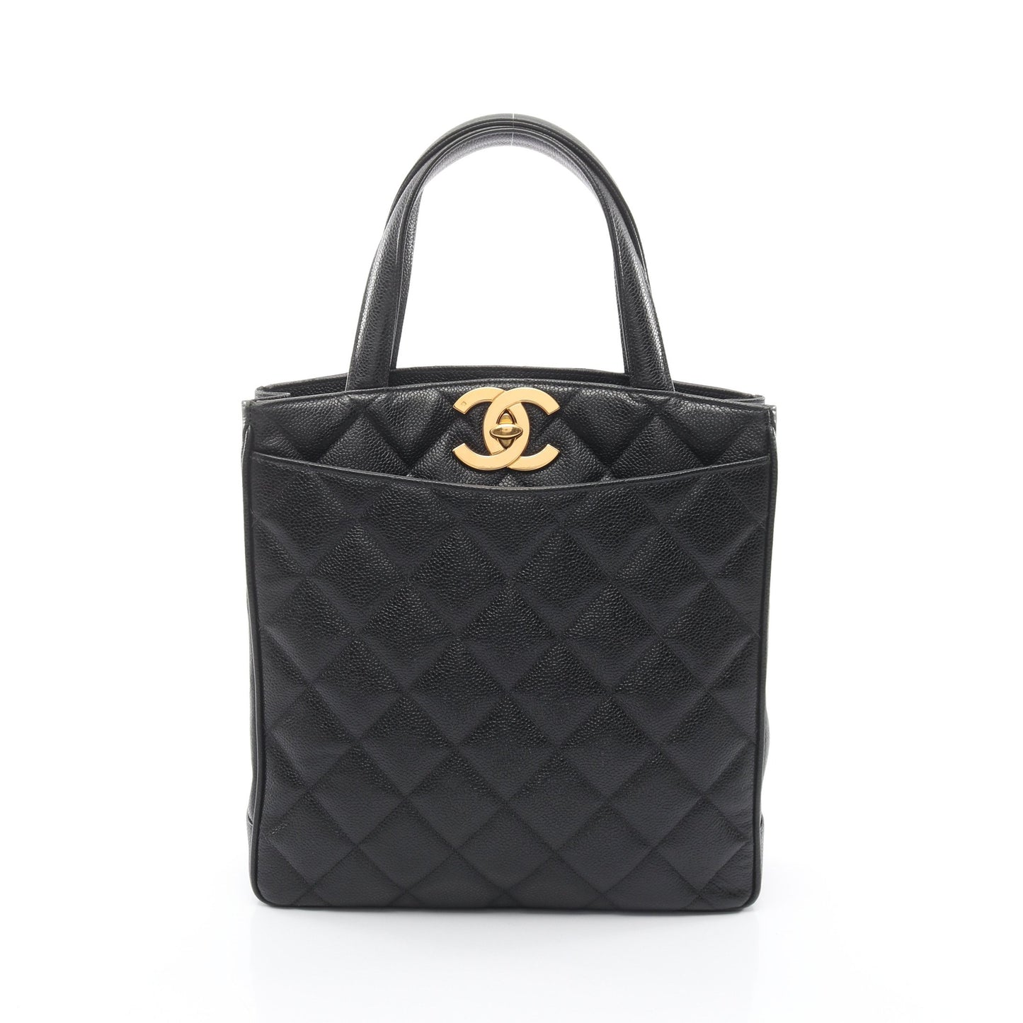 マトラッセ ハンドバッグ トートバッグ キャビアスキン ブラック ゴールド金具 シャネル バッグ CHANEL
