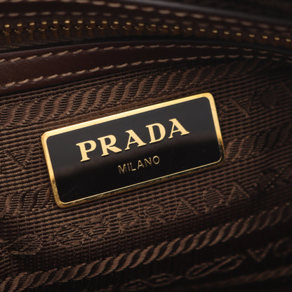 LOGO JACQUARD ロゴジャガード ショルダーバッグ キャンバス レザー ベージュ ダークブラウン プラダ バッグ PRADA