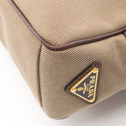 LOGO JACQUARD ロゴジャガード ショルダーバッグ キャンバス レザー ベージュ ダークブラウン プラダ バッグ PRADA