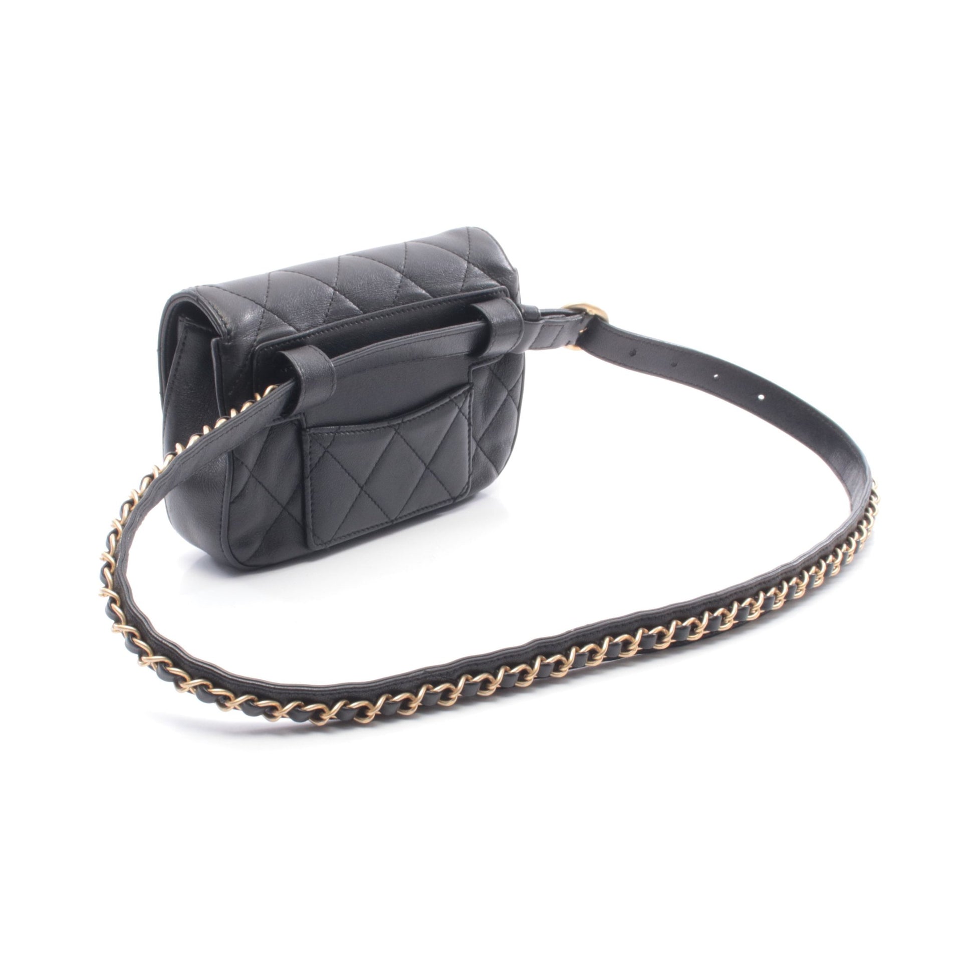 CHANEL19 ウエストバッグ ラムスキン ブラック ゴールド金具 シャネル バッグ CHANEL