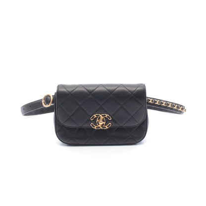 CHANEL19 ウエストバッグ ラムスキン ブラック ゴールド金具 シャネル バッグ CHANEL