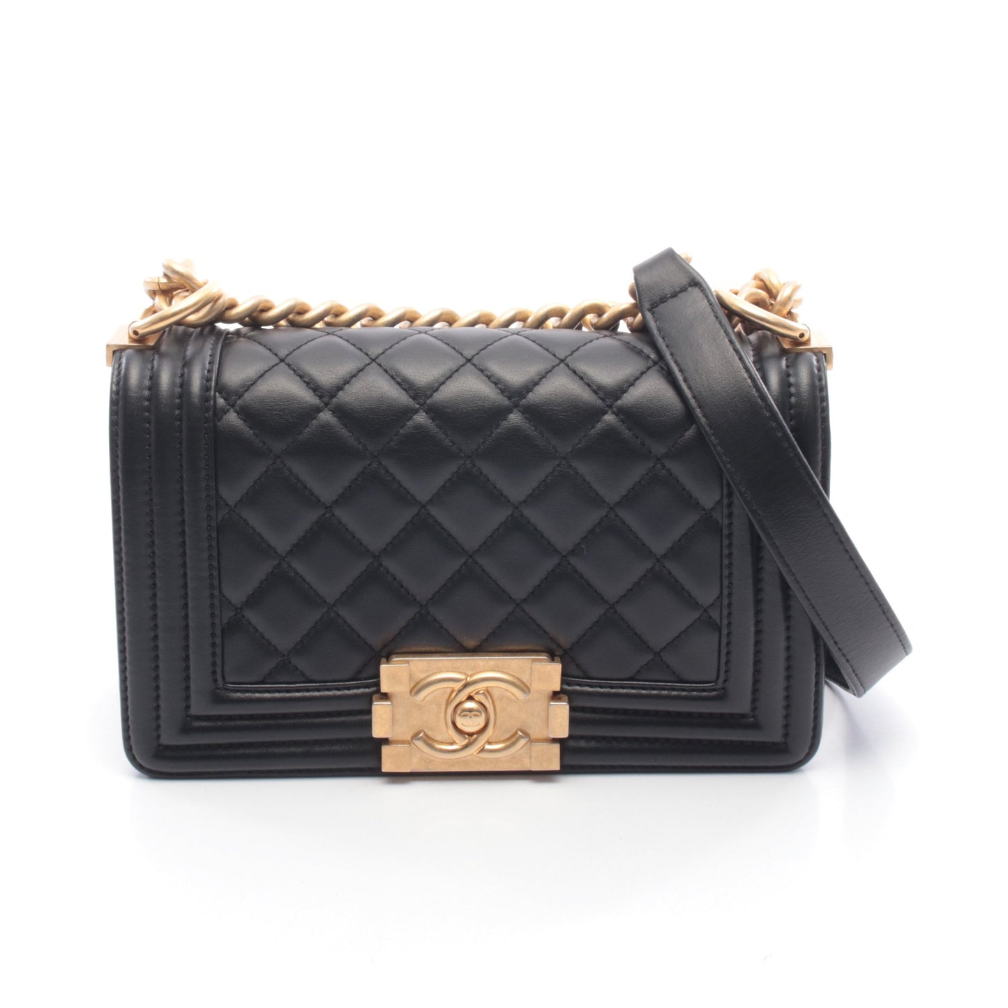 ボーイシャネル スモール チェーンショルダーバッグ ラムスキン ブラック ゴールド金具 シャネル バッグ CHANEL