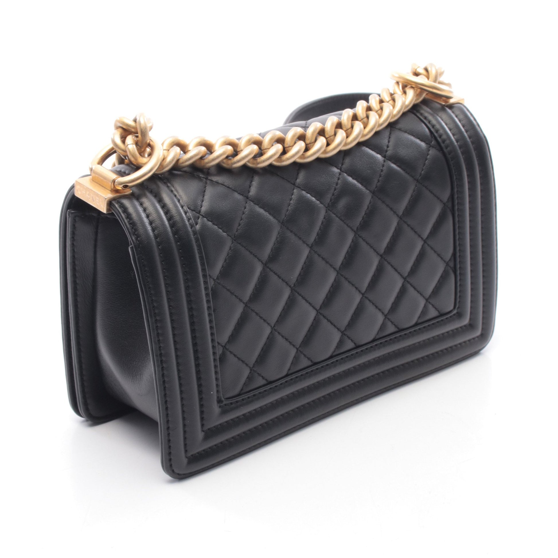 ボーイシャネル スモール チェーンショルダーバッグ ラムスキン ブラック ゴールド金具 シャネル バッグ CHANEL