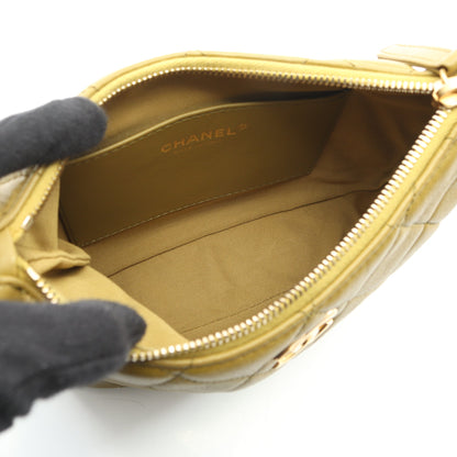 スモールホーボー チェーンショルダーバッグ ラムスキン イエローグリーン ゴールド金具 シャネル バッグ CHANEL