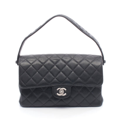 マトラッセ ダブルフェイス ハンドバッグ キャビアスキン ブラック シルバー金具 シャネル バッグ CHANEL