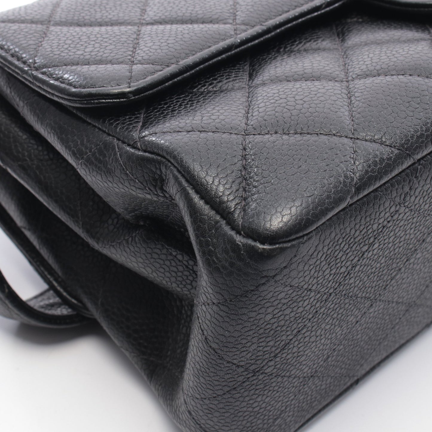 マトラッセ ダブルフェイス ハンドバッグ キャビアスキン ブラック シルバー金具 シャネル バッグ CHANEL