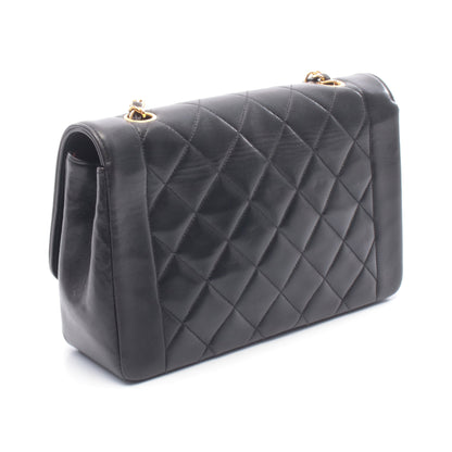 マトラッセ ダイアナフラップ チェーンショルダーバッグ ラムスキン ブラック ゴールド金具 シャネル バッグ CHANEL